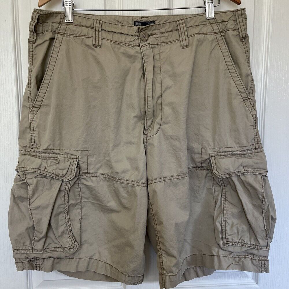 Polo Jeans Co Ralph Lauren Cargo Shorts Mens‎ 36 Khaki TDMK Service 55-TWR